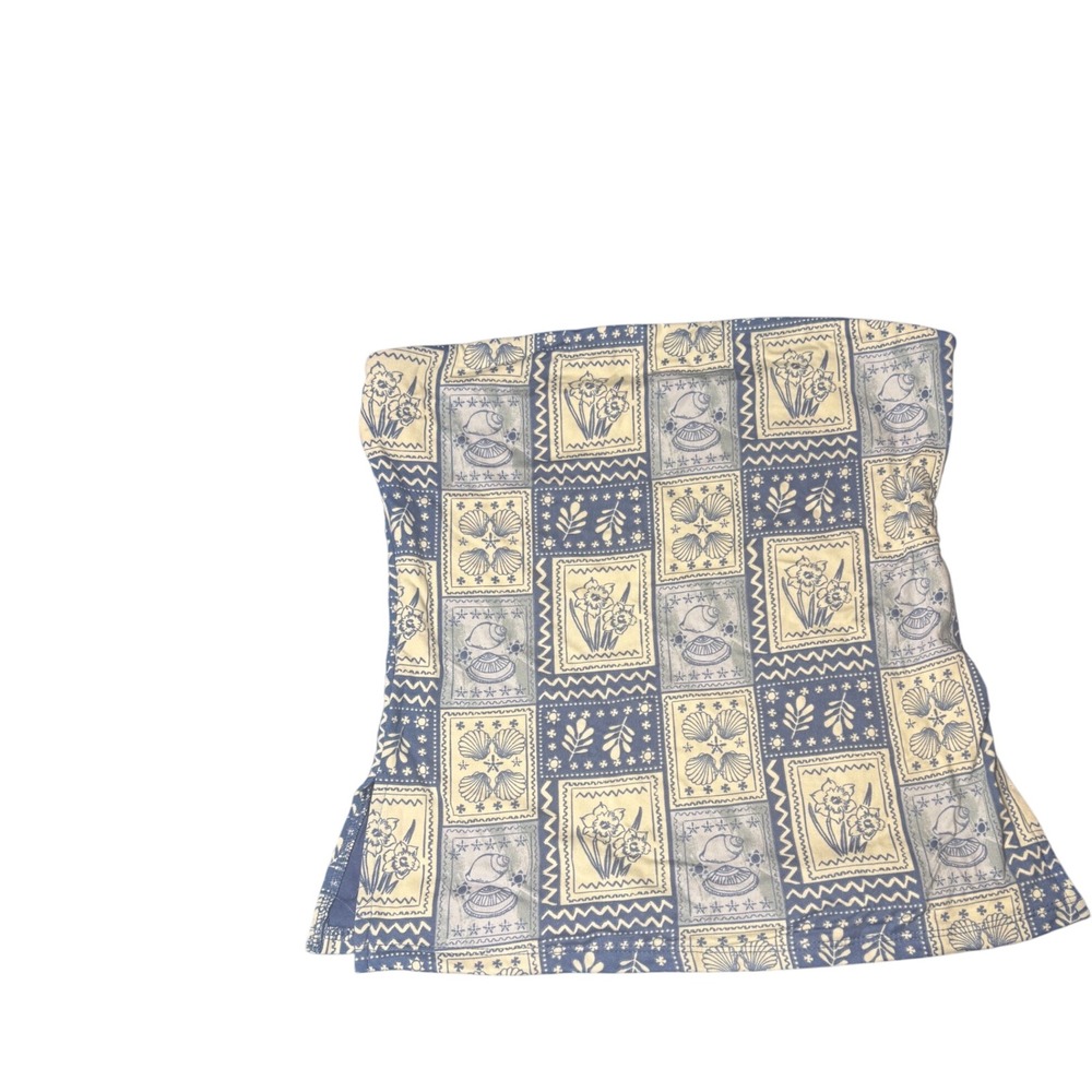 Faded Rose Women Blue Cream Floral Seashell Patchwork Tube Top XL NWT